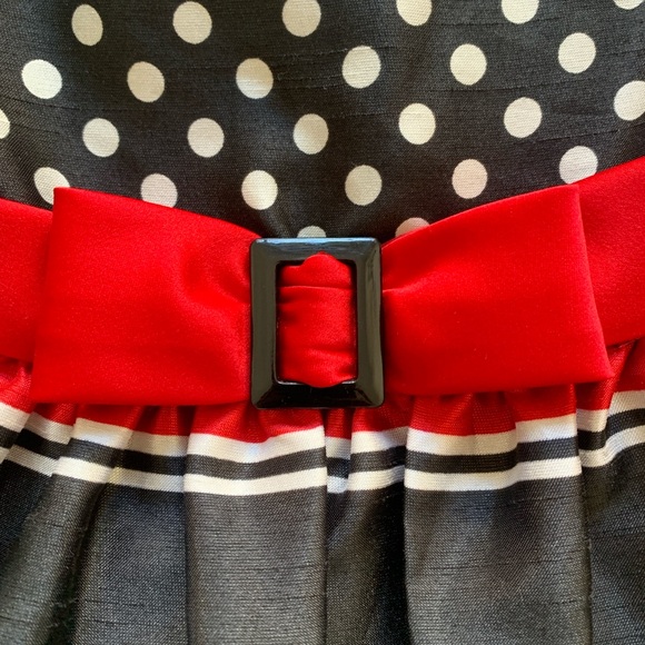 Bonnie Baby Polka Dot & Striped Dress - Black, White, and Red - 24m - Christmas - Picture 2 of 7